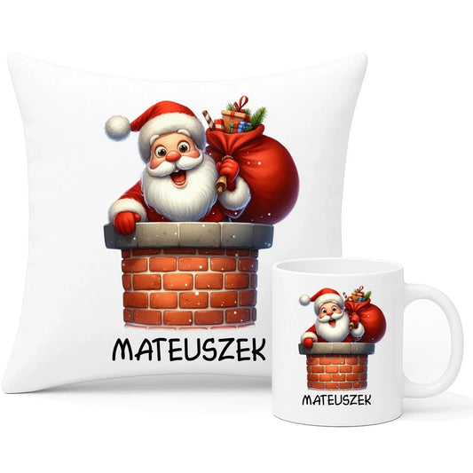 Mikołaj | Spersonalizowany zestaw poduszka i kubek świąteczny BN07 - StoryCups.pl