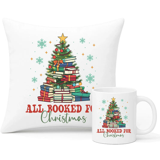 All booked for Christmas | Zestaw poduszka i kubek na święta BN05 - StoryCups.pl