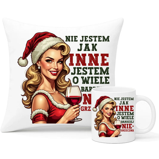 Nie jestem jak inne | Zestaw poduszka i kubek na święta BN03 - StoryCups.pl