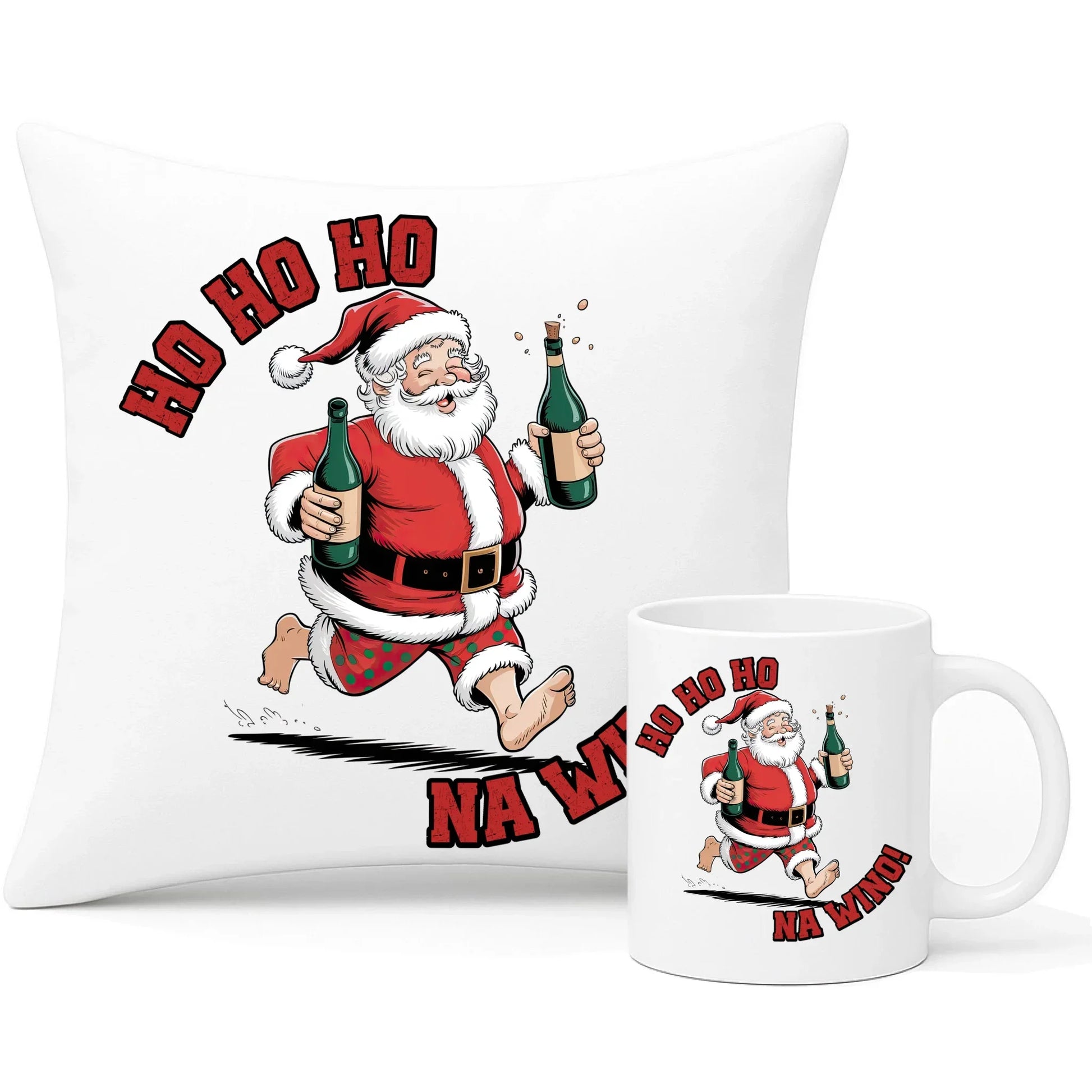 Ho ho ho na wino | Świąteczny zestaw poduszka i kubek BN61 - StoryCups.pl