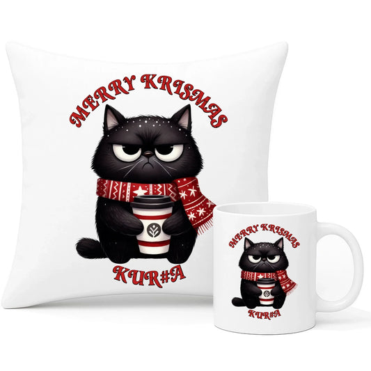 Merry krismas | Świąteczny zestaw poduszka i kubek BN34 - StoryCups.pl