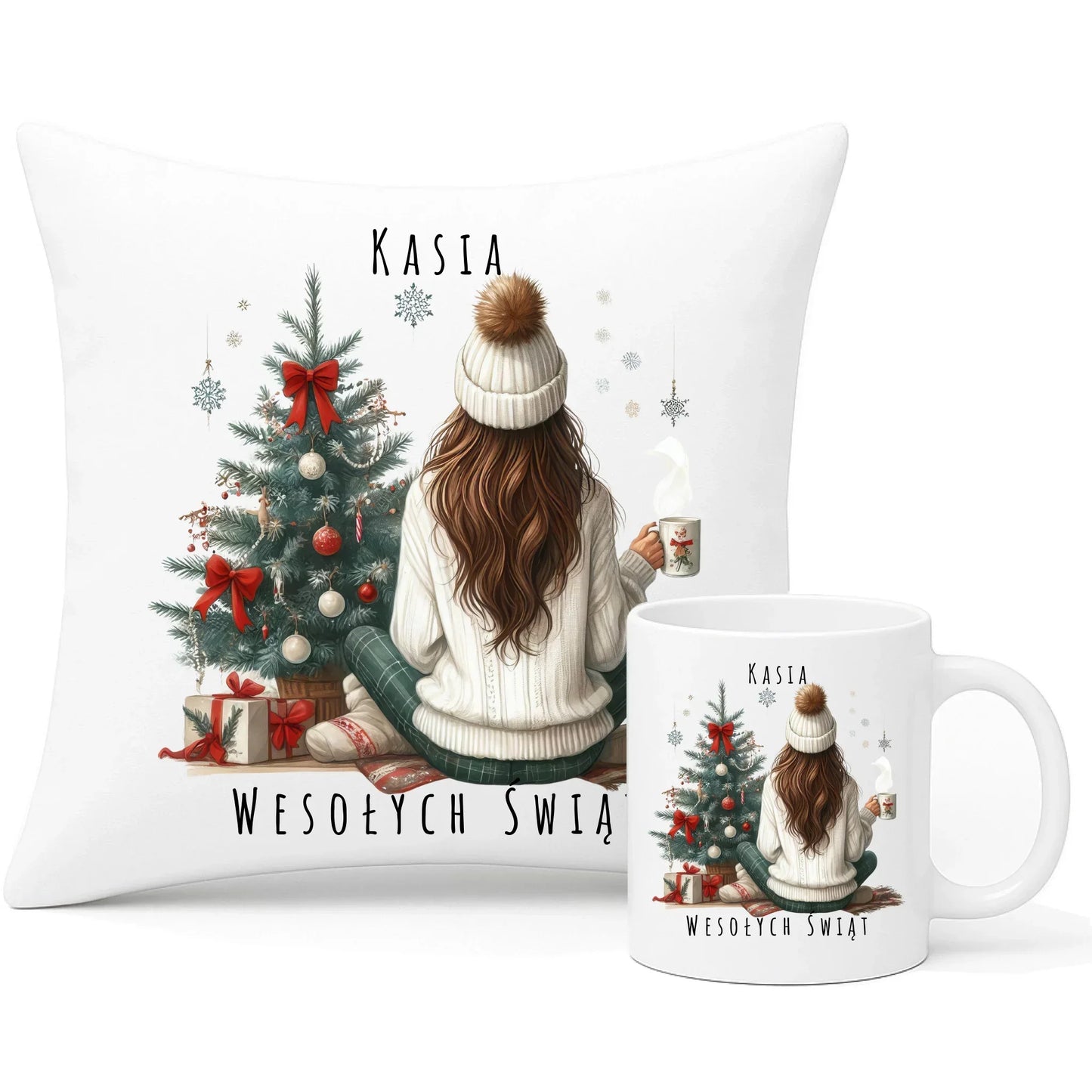 Love Winter | Świąteczny zestaw poduszka i kubek dla dziewczyny na Boże Narodzenie BN15 - StoryCups.pl
