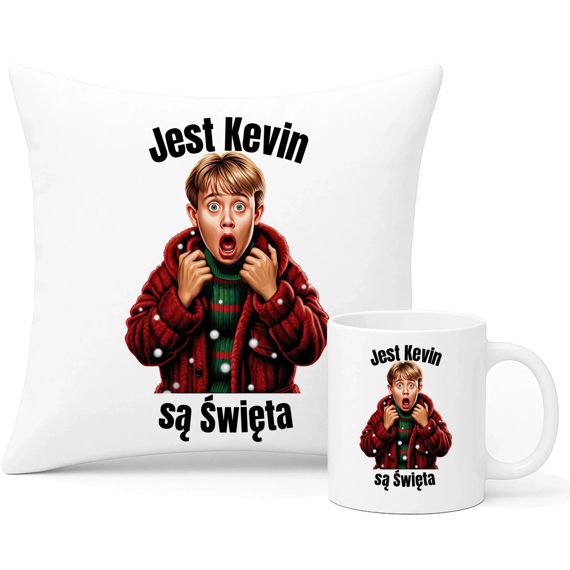 Jest Kevin, są święta | Świąteczny zestaw poduszka i kubek BN27 - StoryCups.pl