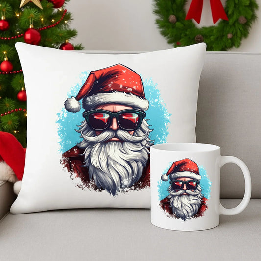 Modern Santa Claus | Świąteczny zestaw poduszka i kubek BN126 - StoryCups.pl