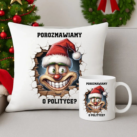 Porozmawiamy o polityce? | Świąteczny zestaw poduszka i kubek BN102 - StoryCups.pl