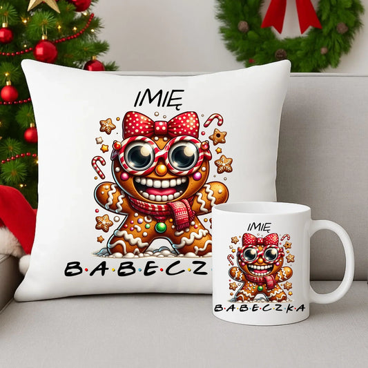 Babeczka | Personalizowany zestaw świąteczny poduszka i kubek BN95 - StoryCups.pl
