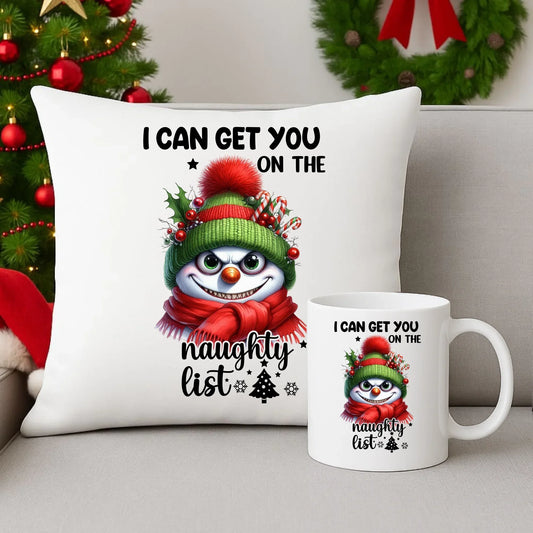 Mogę wpisać Cię na listę niegrzecznych | Świąteczny zestaw poduszka i kubek BN121 - StoryCups.pl