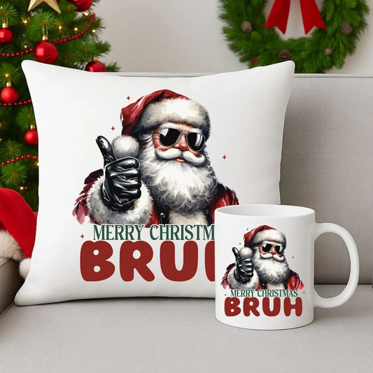 Merry Christmas Bruh | Świąteczny zestaw poduszka i kubek BN65 - StoryCups.pl