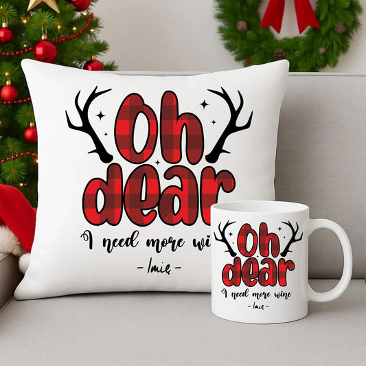 Potrzebuję więcej wina | Personalizowany świąteczny zestaw poduszka i kubek BN63 - StoryCups.pl