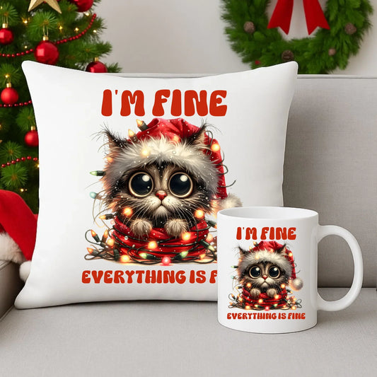 Wszystko jest w porządku | Świąteczny zestaw poduszka i kubek BN67 - StoryCups.pl