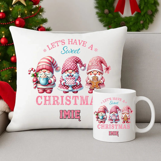 Słodkie święta | Personalizowany świąteczny zestaw poduszka i kubek BN57 - StoryCups.pl