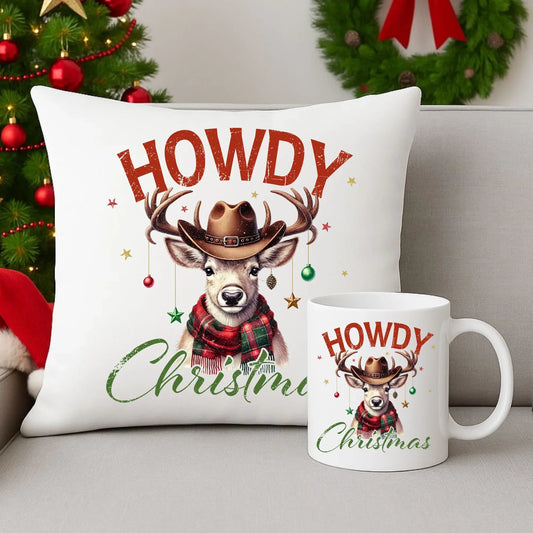 Howdy Christmas | Świąteczny zestaw poduszka i kubek BN54 - StoryCups.pl
