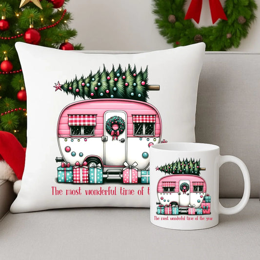Kempingowe Święta | Świąteczny zestaw poduszka i kubek BN40 - StoryCups.pl