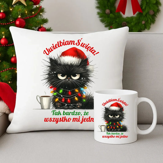 Wszystko mi jedno | Świąteczny zestaw poduszka i kubek BN35 - StoryCups.pl