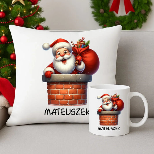 Mikołaj | Spersonalizowany zestaw poduszka i kubek świąteczny BN07 - StoryCups.pl