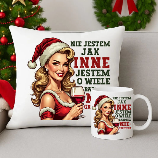 Nie jestem jak inne | Zestaw poduszka i kubek na święta BN03 - StoryCups.pl