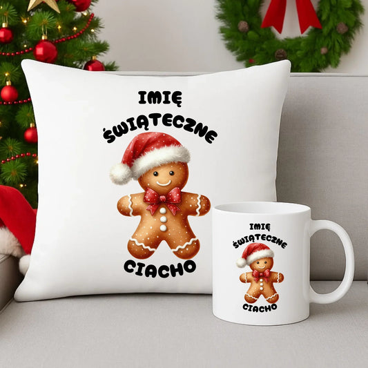 Świąteczne ciacho imię | Świąteczny zestaw poduszka i kubek BN25 - StoryCups.pl