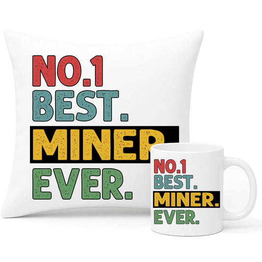 Zestaw poduszka i kubek - prezent dla górnika - Best miner ever G12 - StoryCups.pl