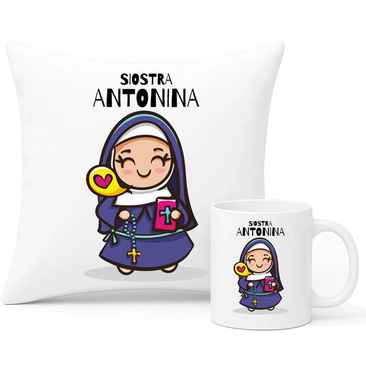 Siostra zakonna | Zestaw poduszka i kubek z imieniem na prezent N30 - StoryCups.pl