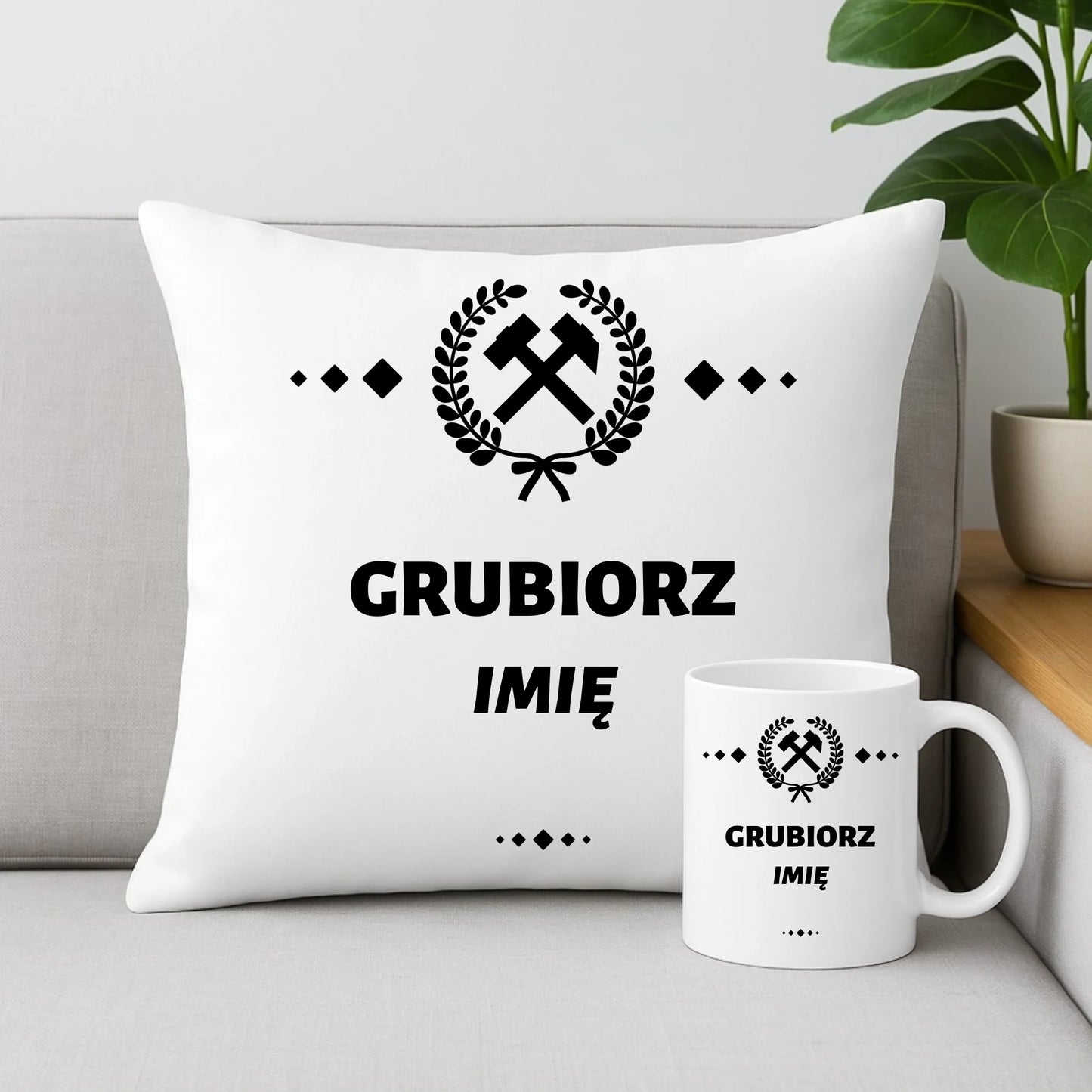 Zestaw poduszka i kubek z nadrukiem na prezent