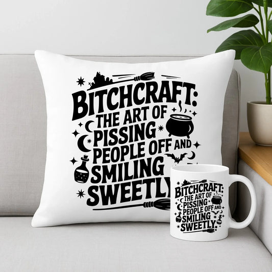 Zestaw poduszka i kubek na Halloween - Bitchcraft HL25 - StoryCups.pl