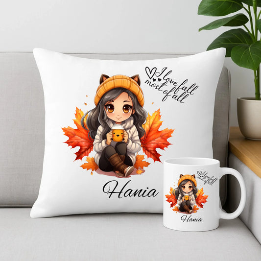 Zestaw poduszka i kubek jesieniara - Anime - personalizowany JS06 - StoryCups.pl