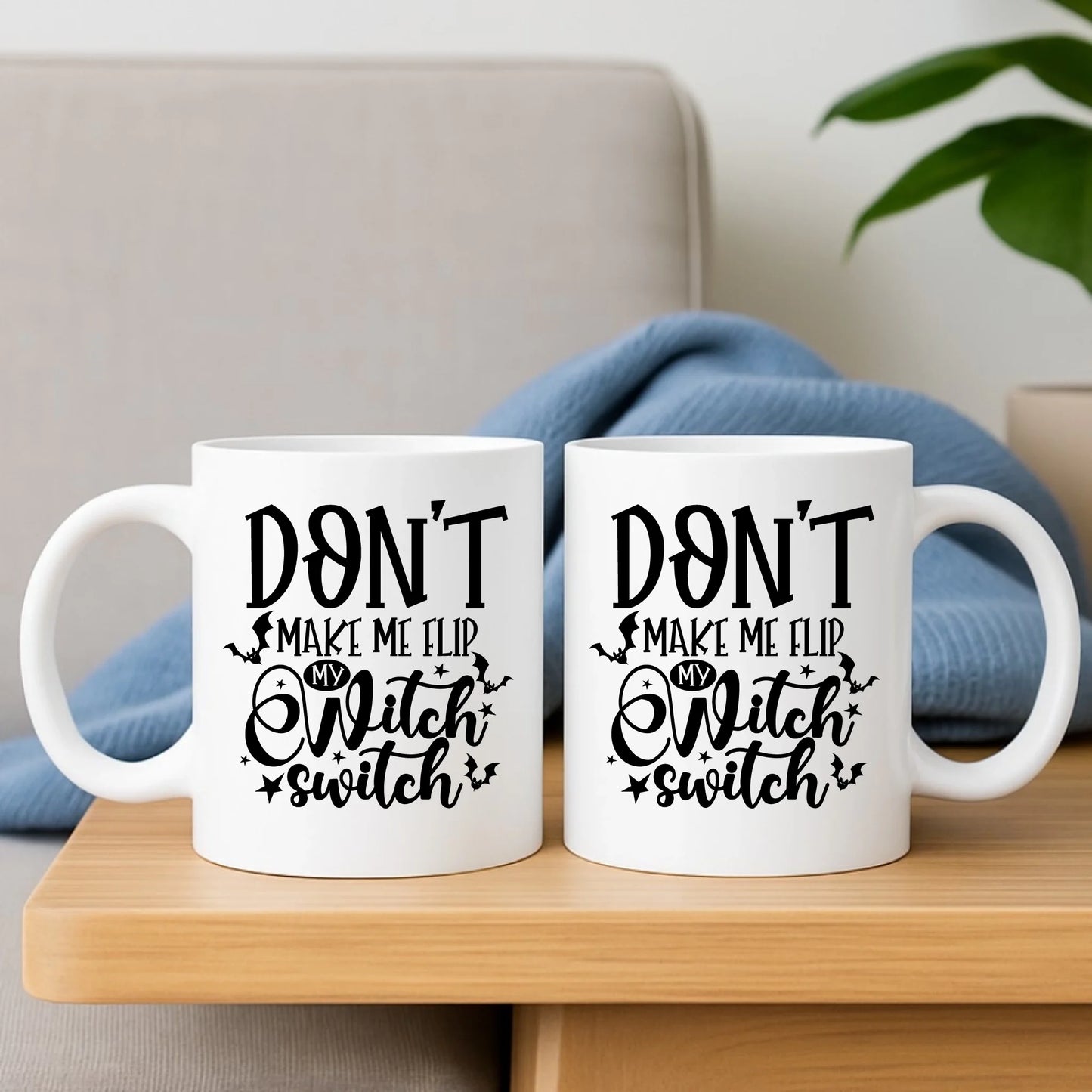 Zestaw poduszka i kubek na Halloween - Don't make me flip my witch switch - śmieszny HL11 - StoryCups.pl