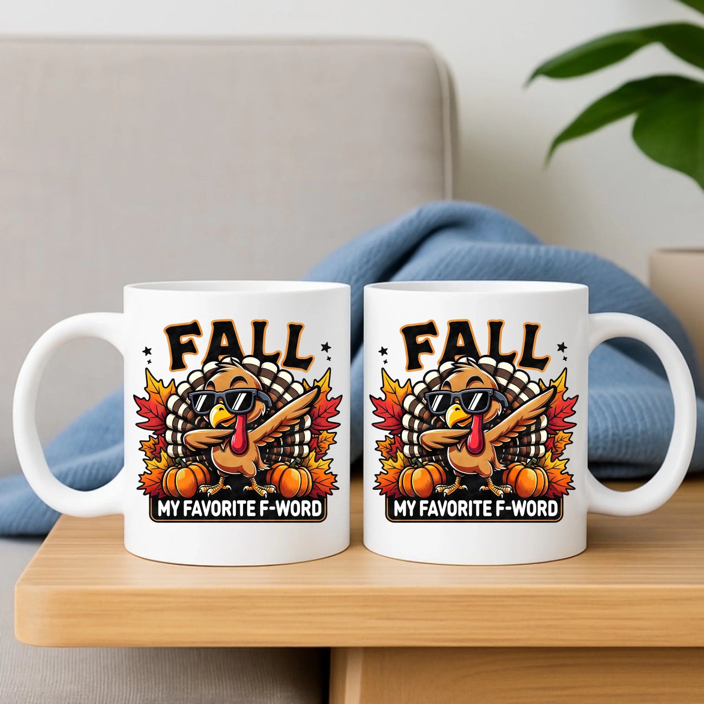 Zestaw poduszka i kubek jesienny - FALL my favorite F-word JS11 - StoryCups.pl