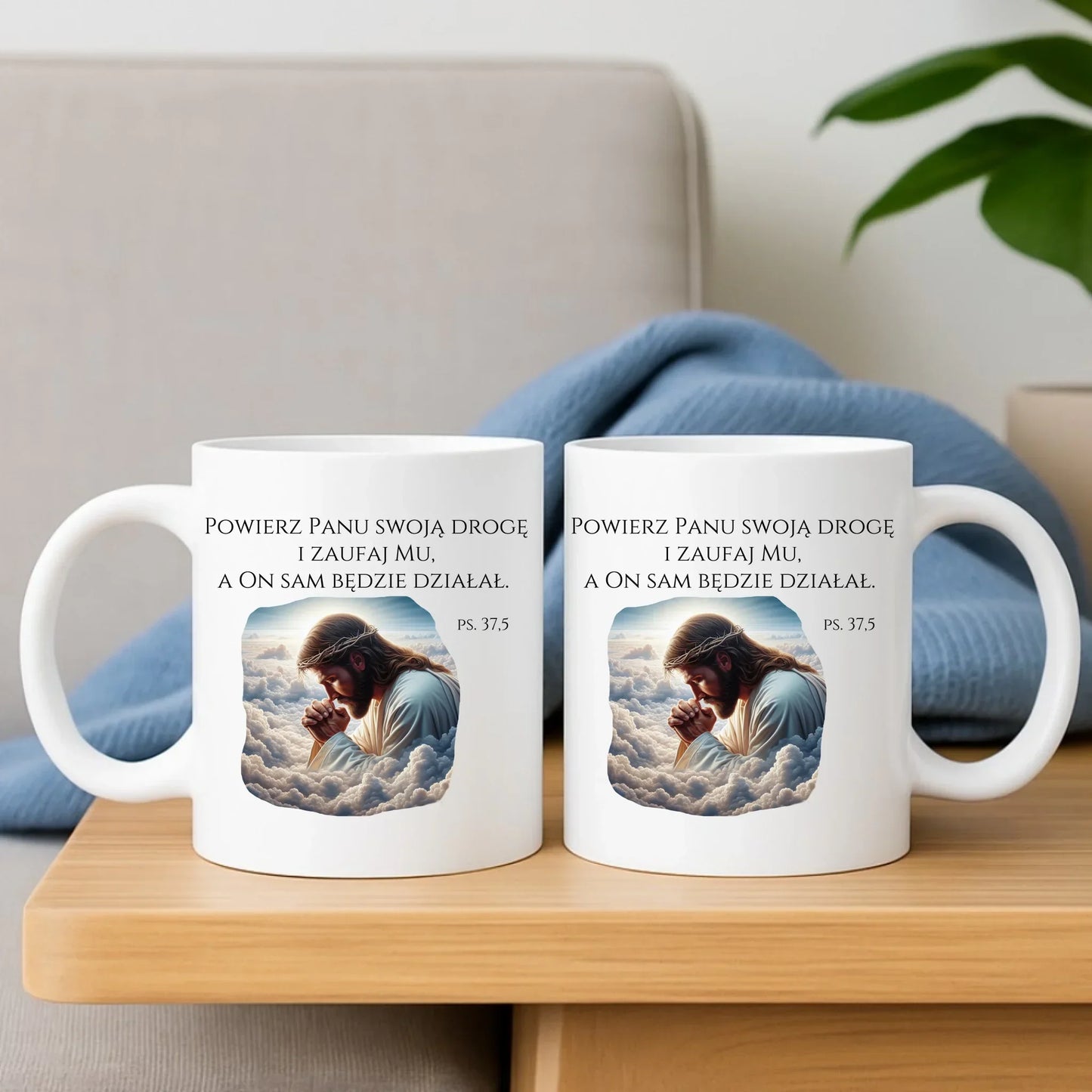 Zestaw poduszka i kubek chrześcijański POWIERZ PANU SWOJĄ DROGĘ DU06 - StoryCups.pl
