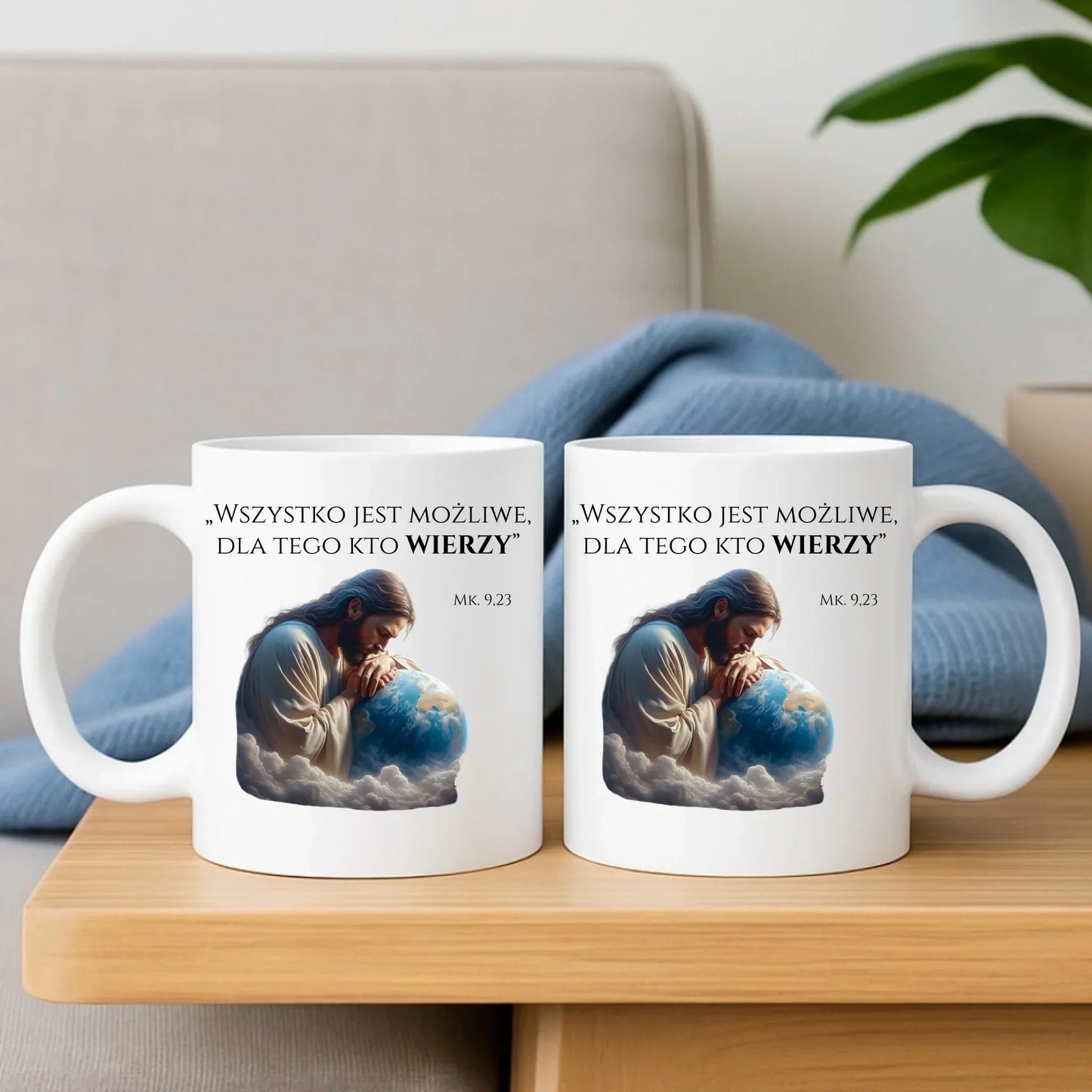 Zestaw poduszka i kubek chrześcijański WSZYSTKO JEST MOŻLIWE DU05 - StoryCups.pl