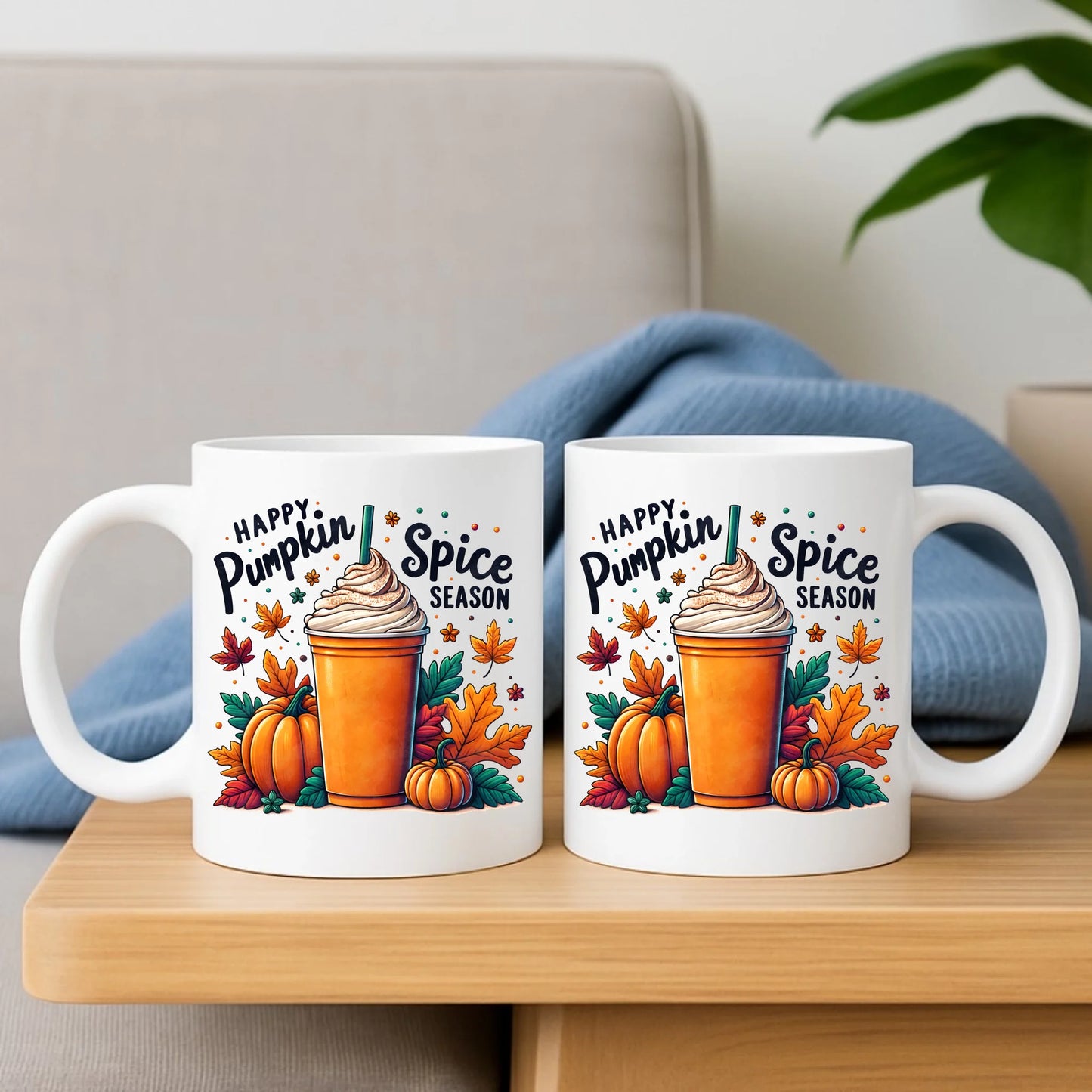 Zestaw poduszka i kubek jesienny - Pumpkin Spice - kawa dyniowa JS02 - StoryCups.pl