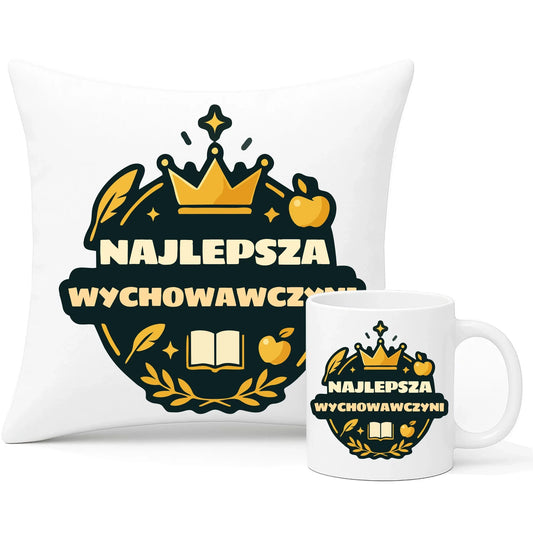 Najlepsza wychowawczyni | Zestaw poduszka i kubek na prezent N43 - StoryCups.pl