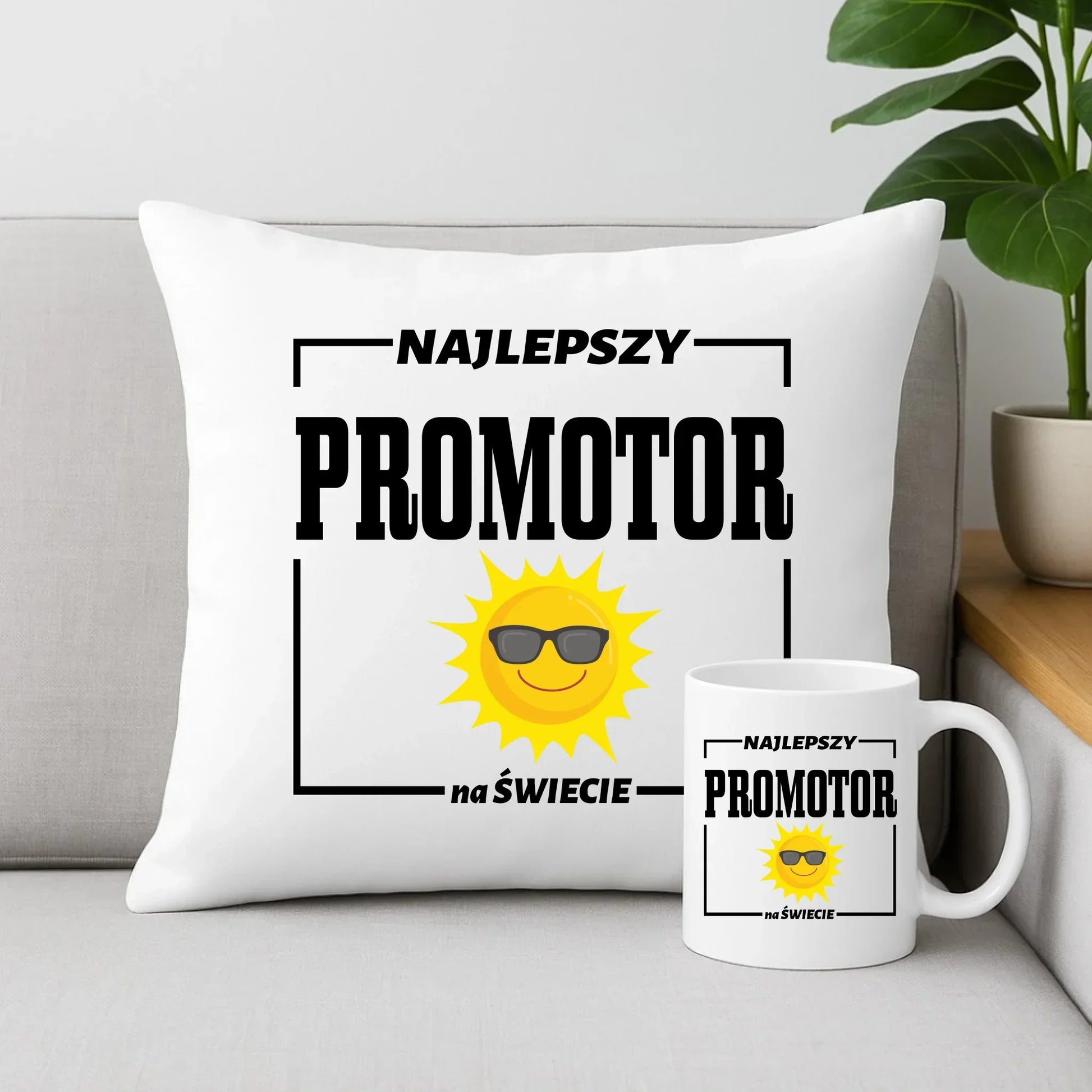 Najlepszy promotor na świecie | Zestaw poduszka i kubek N68 - StoryCups.pl