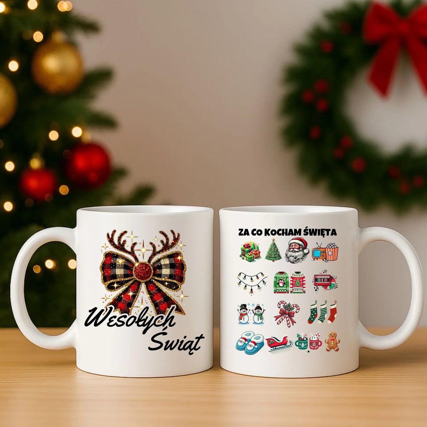 Za co kocham Święta | Świąteczny zestaw poduszka i kubek BN130 - StoryCups.pl