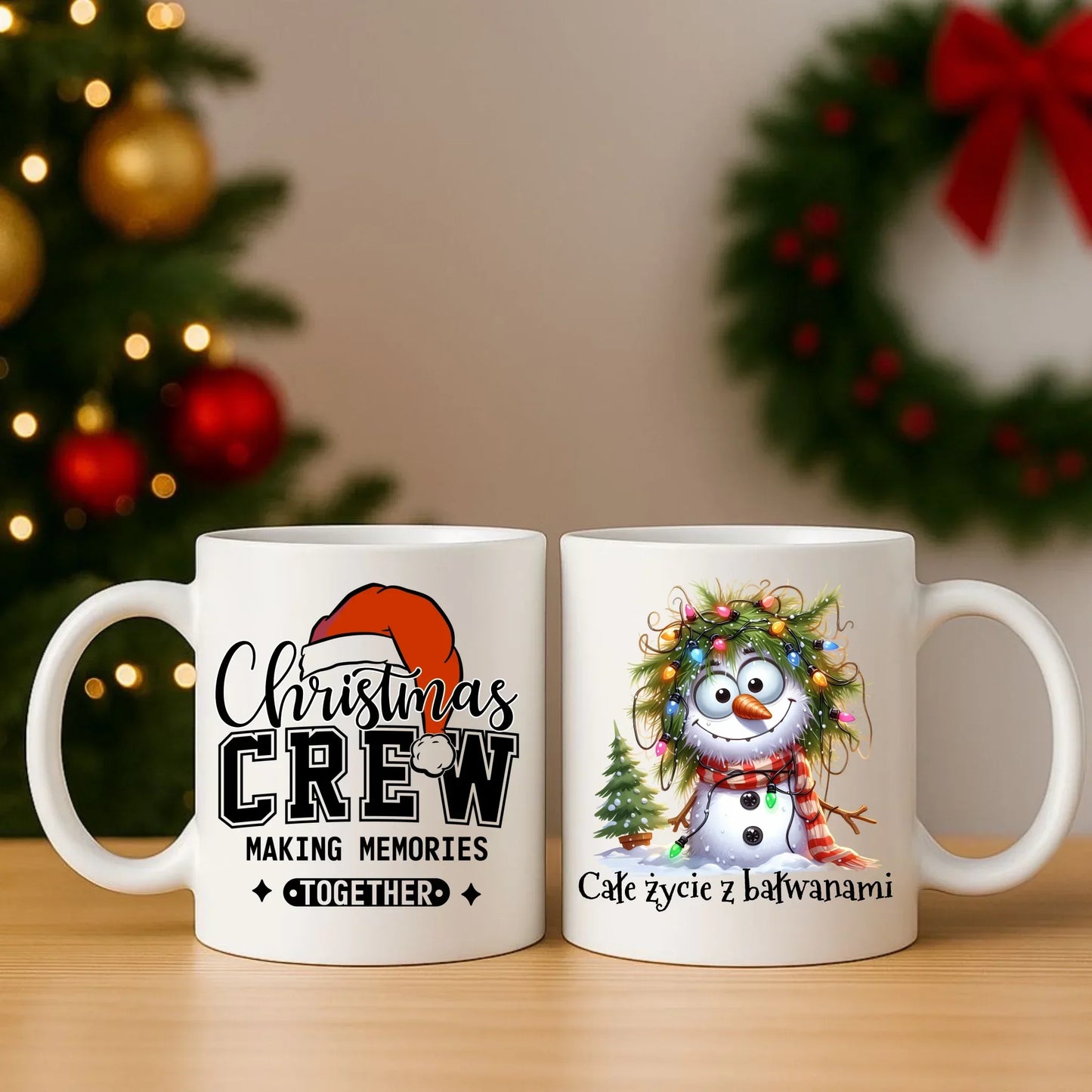 Całe życie z bałwanami | Świąteczny zestaw poduszka i kubek BN125 - StoryCups.pl