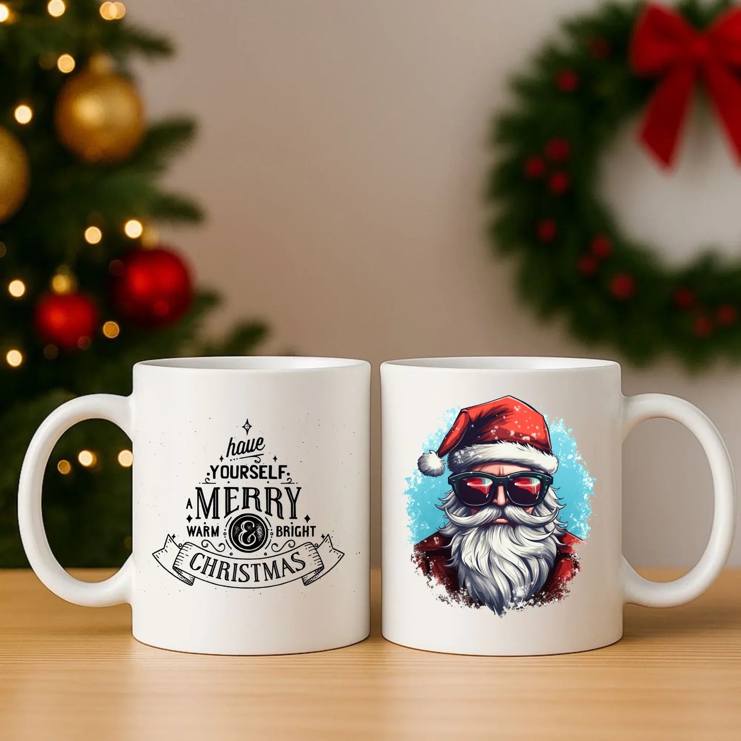 Modern Santa Claus | Świąteczny zestaw poduszka i kubek BN126 - StoryCups.pl