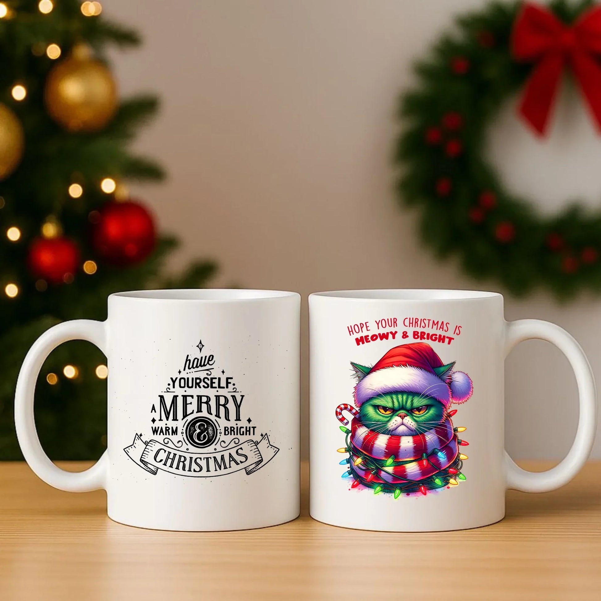 Meowy & Bright | Świąteczny zestaw poduszka i kubek BN101 - StoryCups.pl