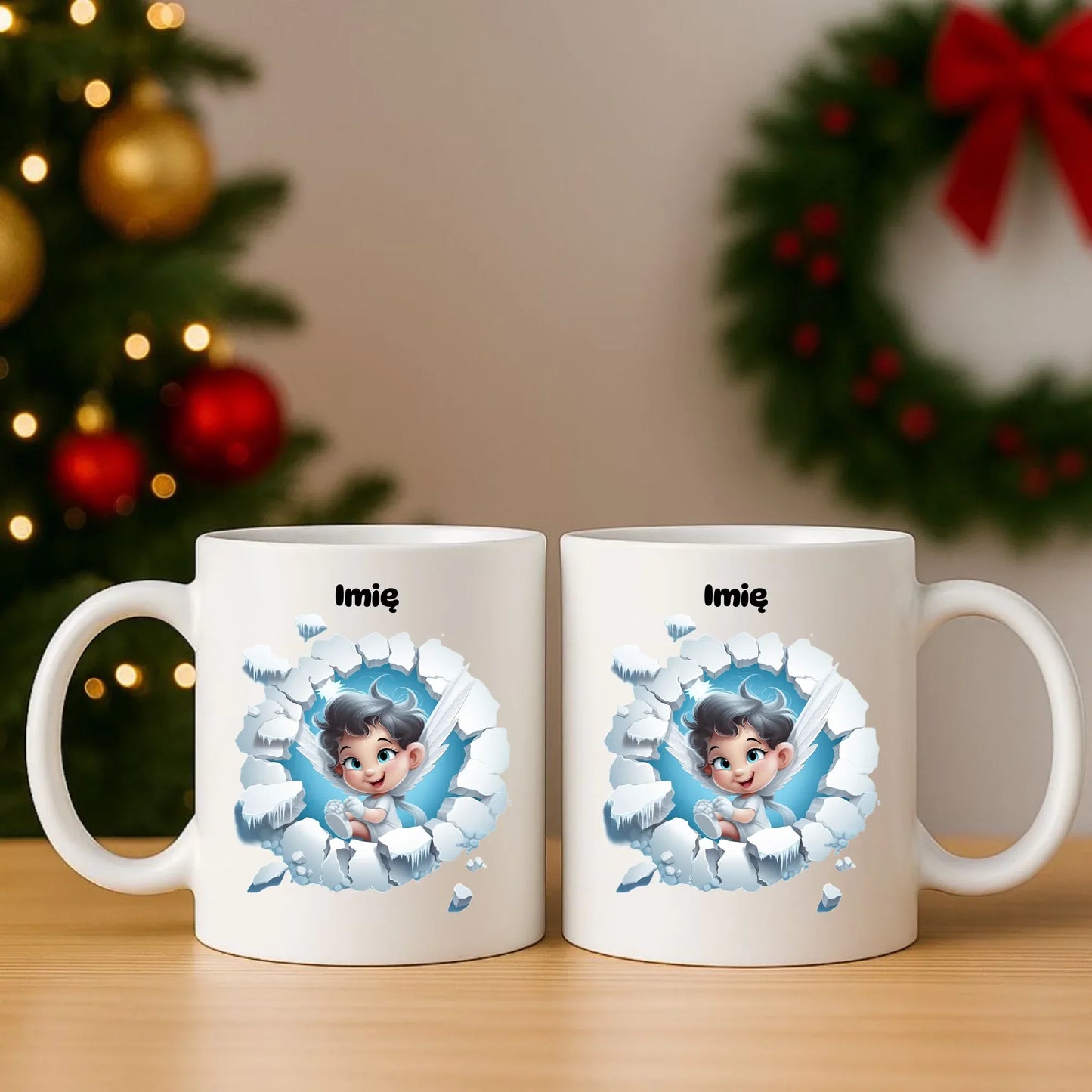 Aniołek 3D | Personalizowany zestaw świąteczny poduszka i kubek BN87 - StoryCups.pl