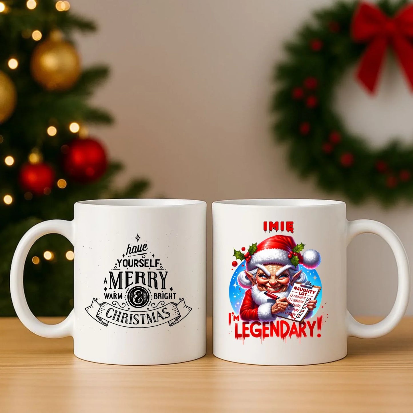 Legendarnie niegrzeczna | Personalizowany zestaw świąteczny poduszka i kubek BN122 - StoryCups.pl