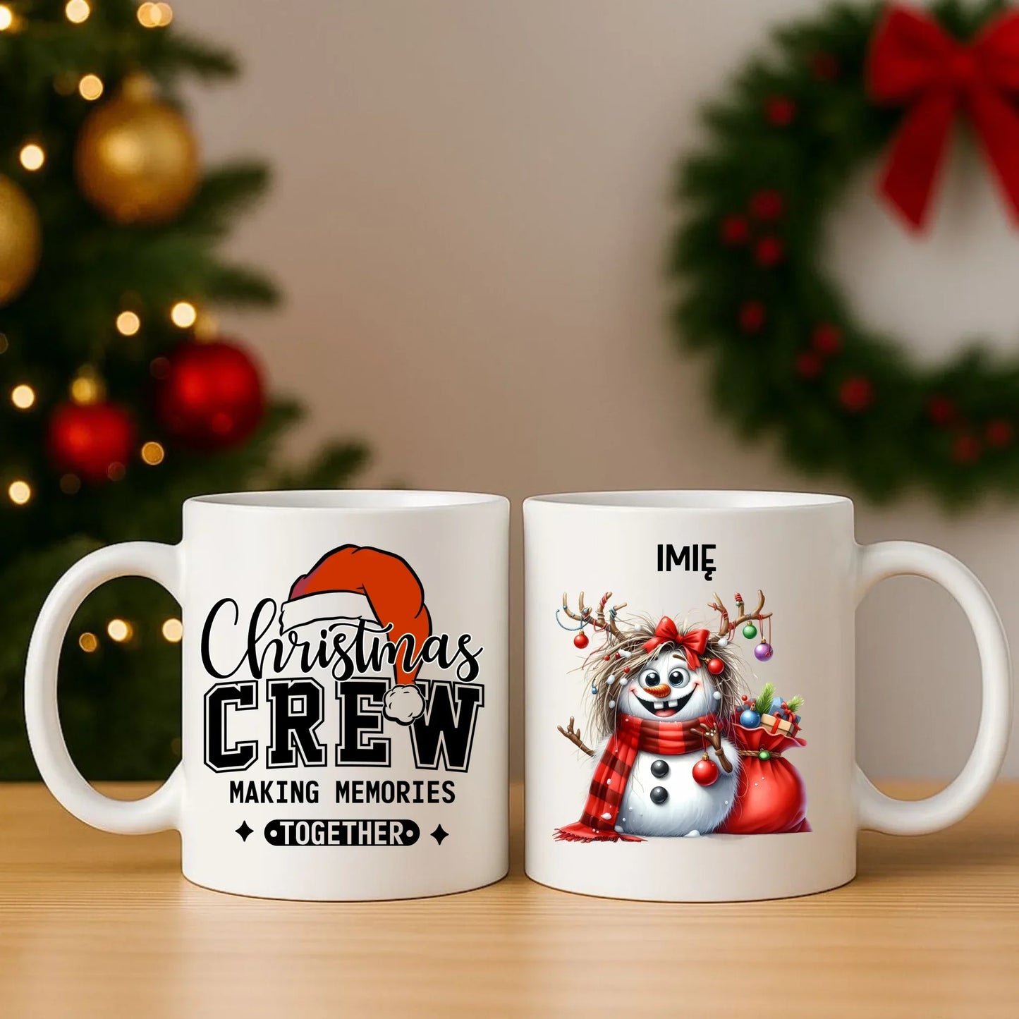 Bałwanek | Personalizowany zestaw świąteczny poduszka i kubek BN70 - StoryCups.pl