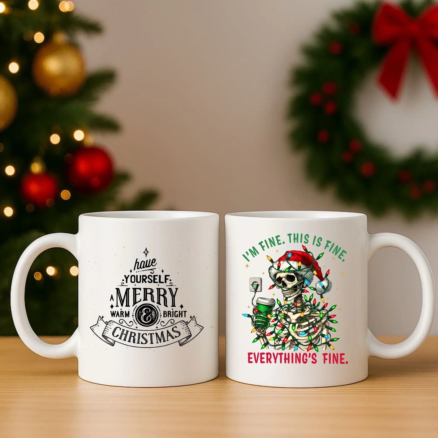 Everything's fine | Świąteczny zestaw poduszka i kubek BN55 - StoryCups.pl