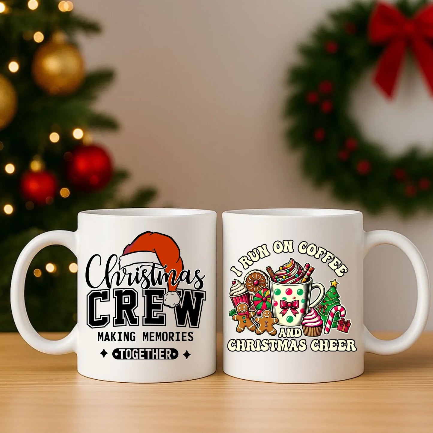 I run on coffee | Świąteczny zestaw poduszka i kubek BN47 - StoryCups.pl