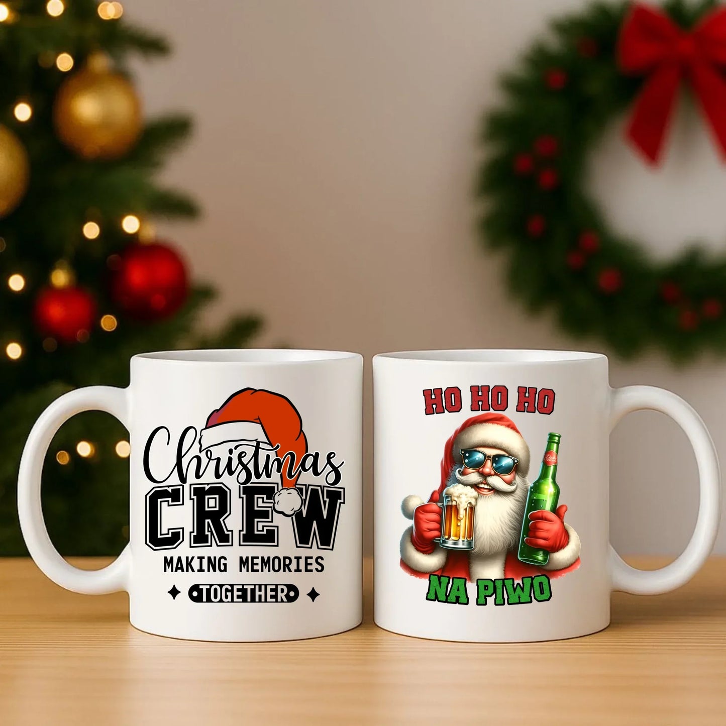 Ho ho ho na piwo | Świąteczny zestaw poduszka i kubek BN64 - StoryCups.pl