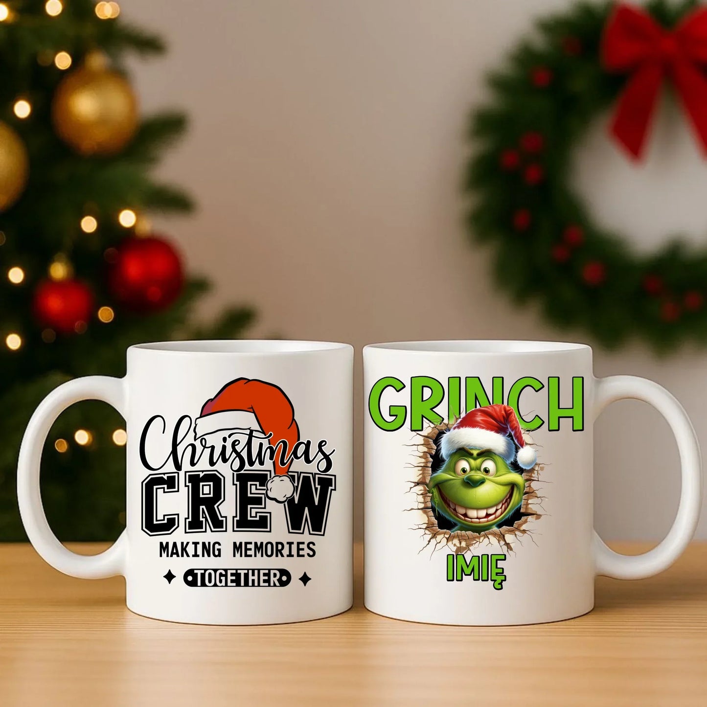 Grinch | Świąteczny zestaw poduszka i kubek z personalizacją BN112 - StoryCups.pl
