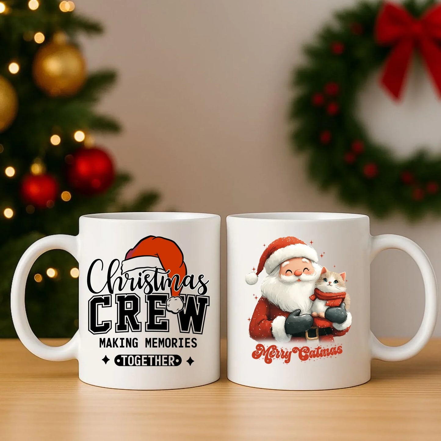 Merry Catmas | Świąteczny zestaw poduszka i kubek BN38 - StoryCups.pl