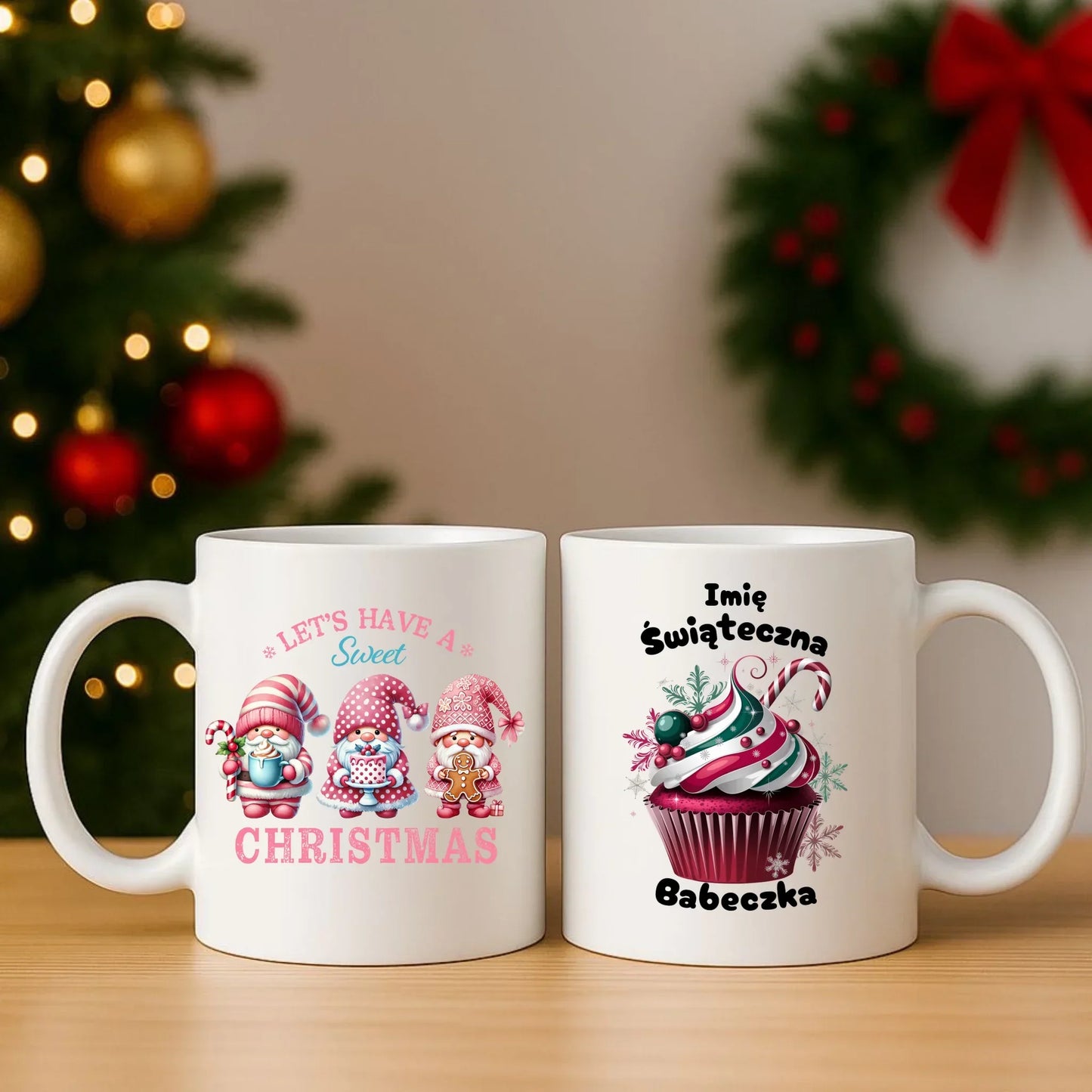 Świąteczna Babeczka | Personalizowany zestaw poduszka i kubek na święta BN30 - StoryCups.pl