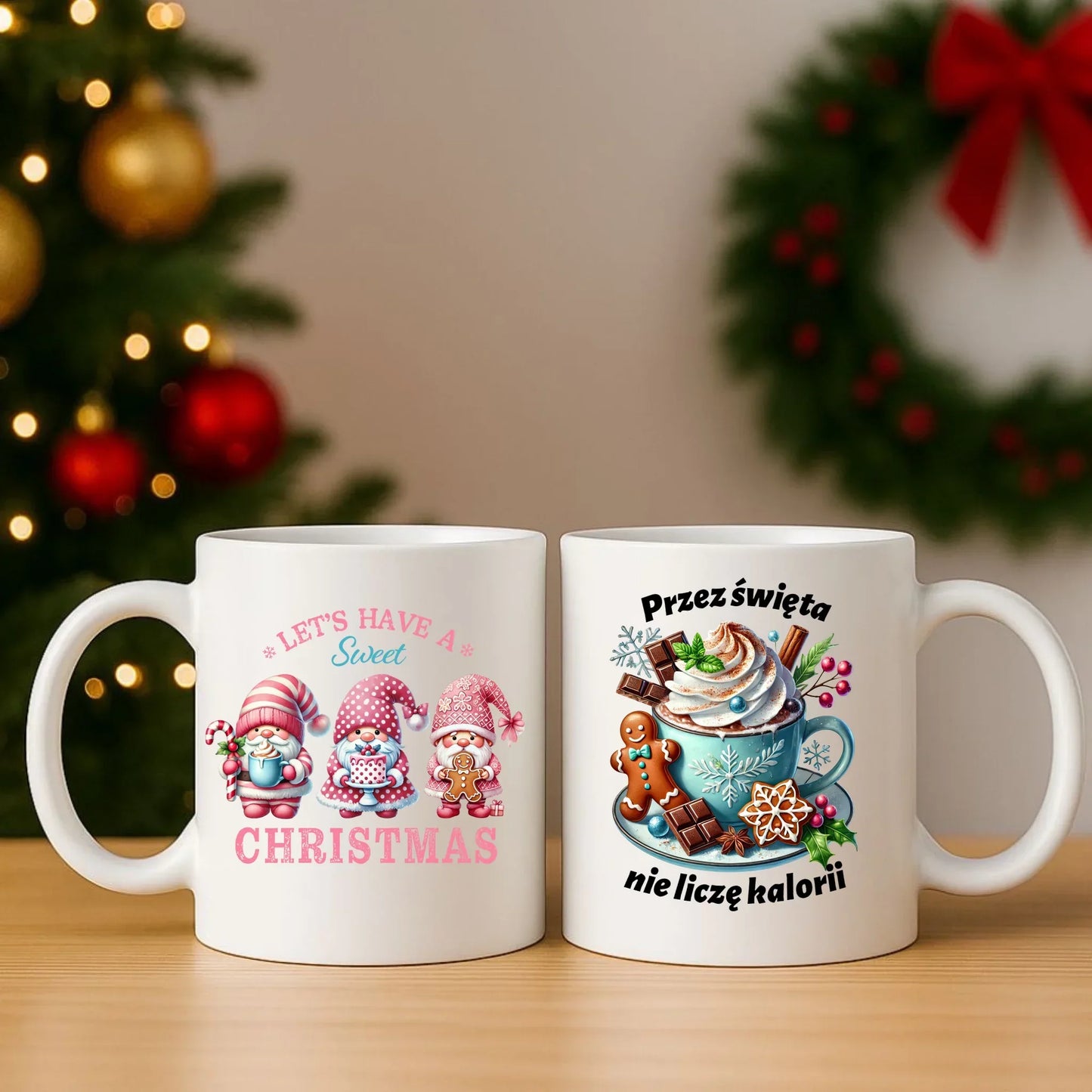 Przez święta nie liczę kalorii | Świąteczny zestaw poduszka i kubek BN31 - StoryCups.pl