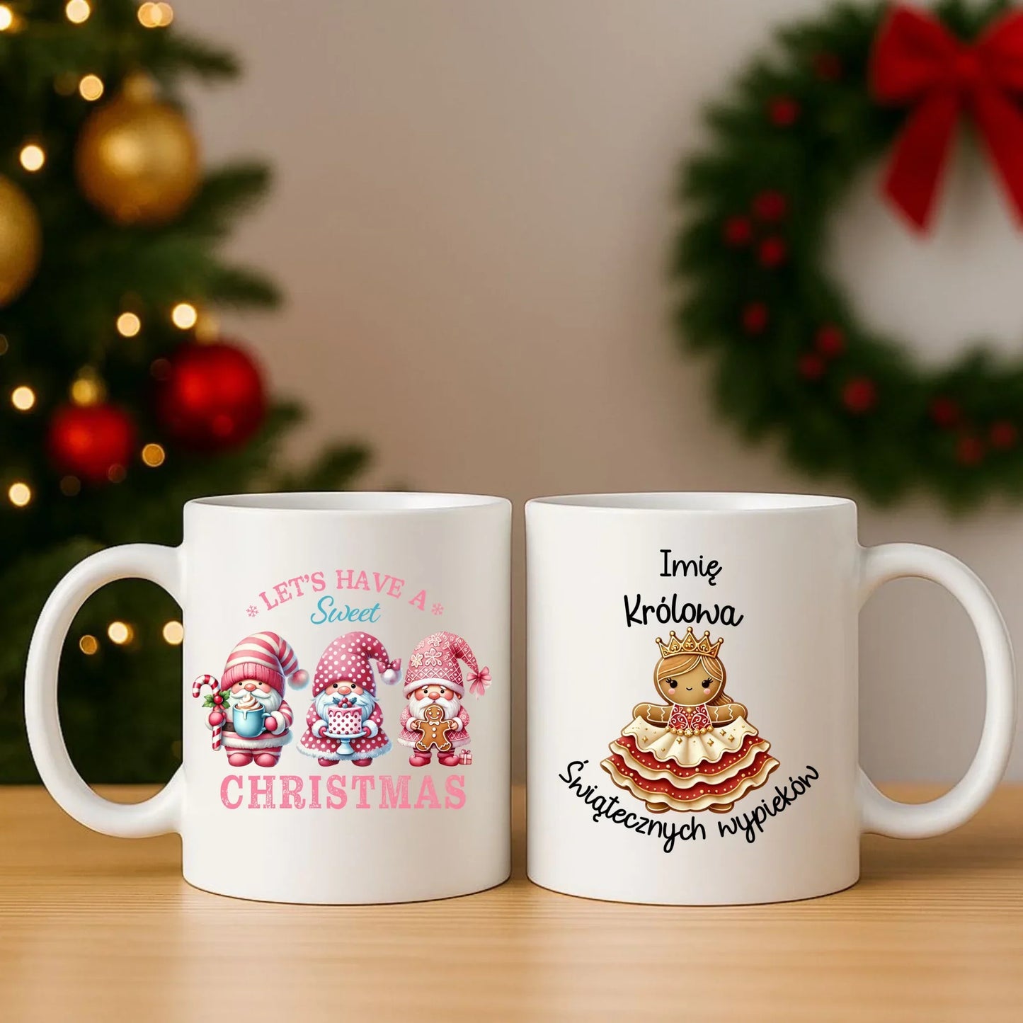 Królowa świątecznych wypieków imię | Personalizowany zestaw poduszka i kubek na święta BN28 - StoryCups.pl