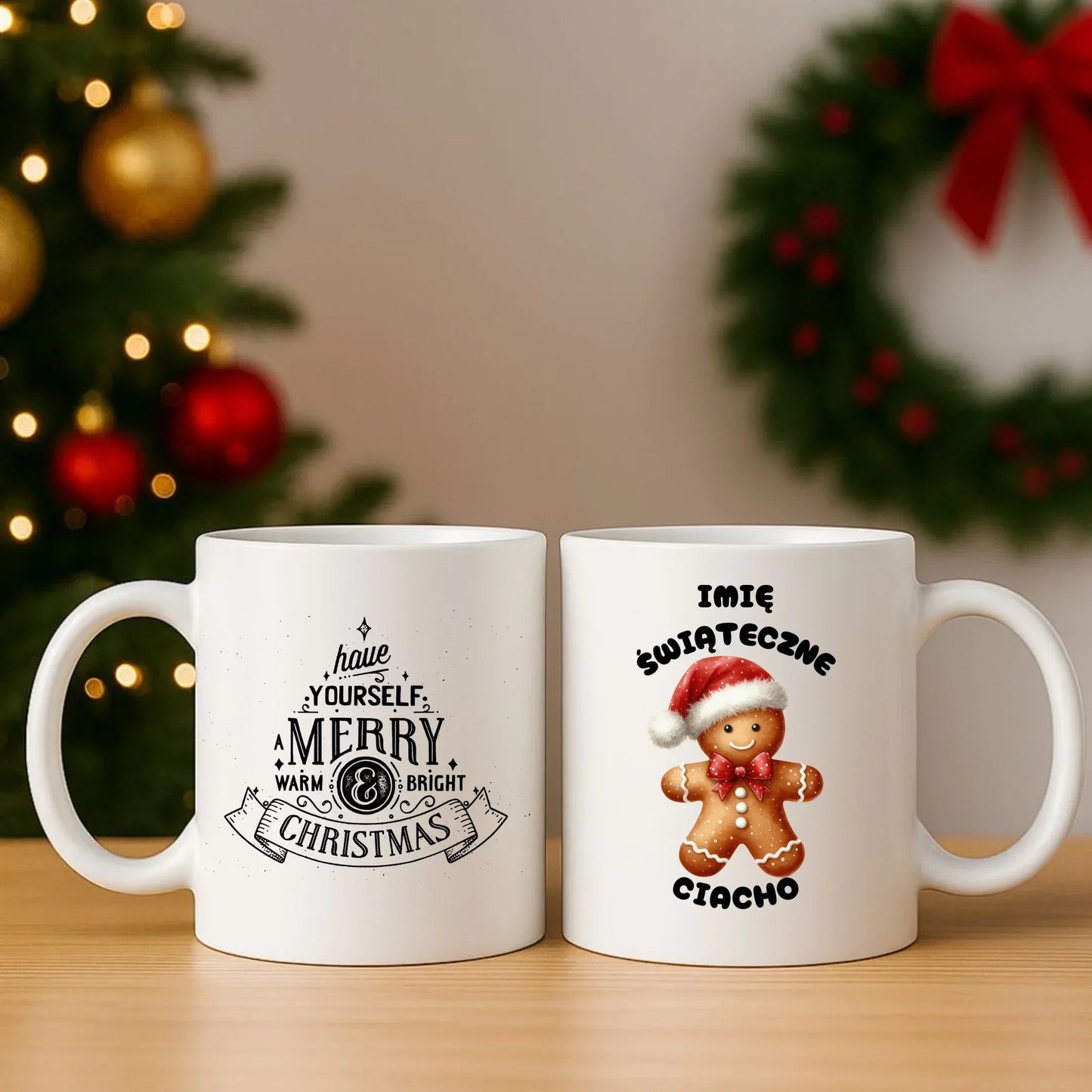 Świąteczne ciacho imię | Świąteczny zestaw poduszka i kubek BN25 - StoryCups.pl