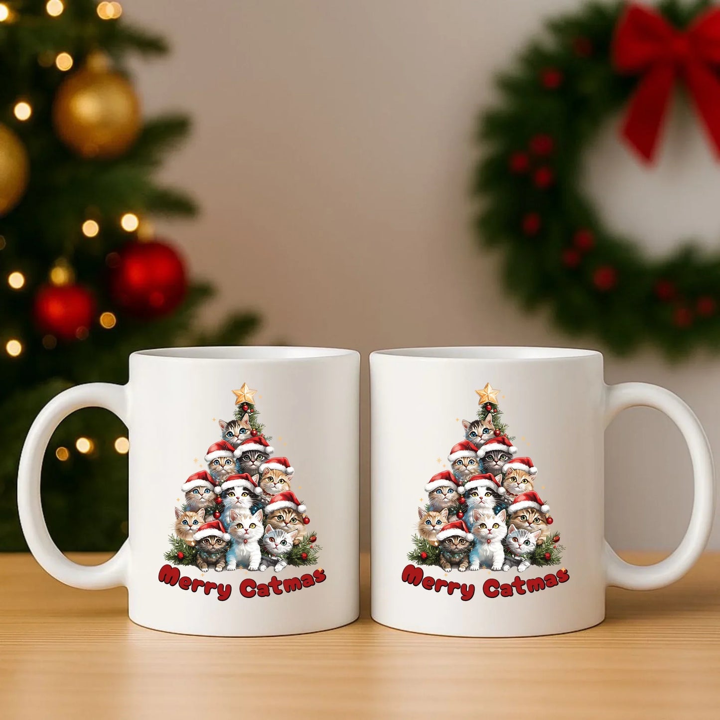 Merry Catmas | Świąteczny zestaw poduszka i kubek BN20 - StoryCups.pl